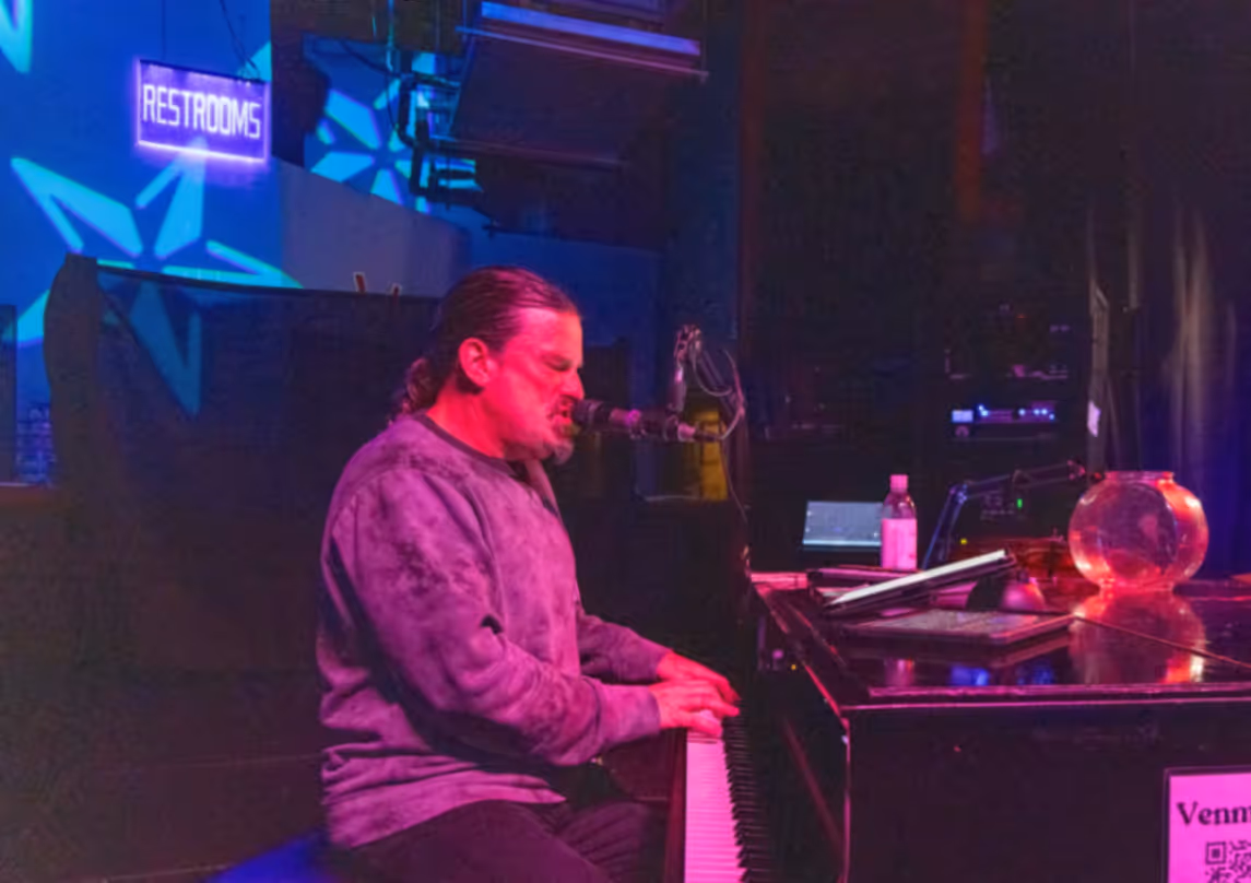 Intimate piano bar setting